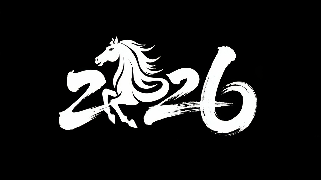 2026龙马精神新年快乐的书法艺术字