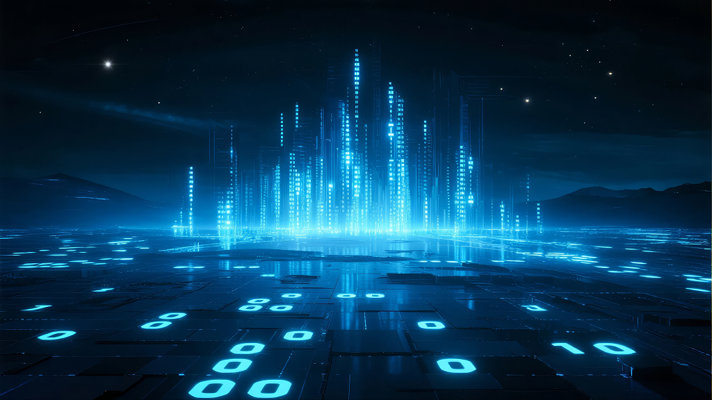 展望2026年大数据时代的城市剪影背景