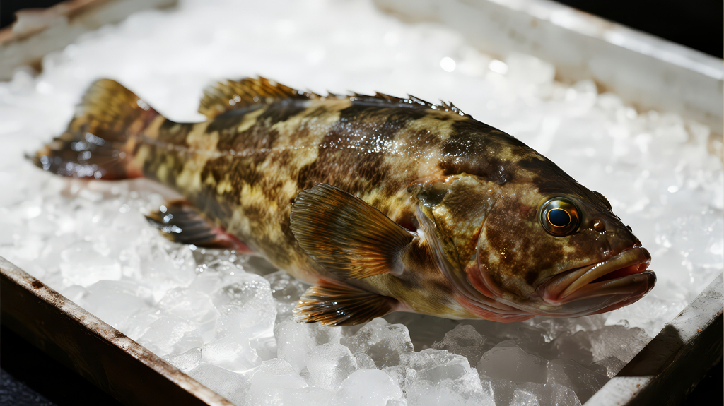 石斑鱼冰鲜保鲜的餐饮美食背景