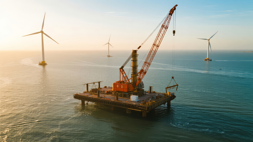 海上风力发电清洁能源建设航拍背景