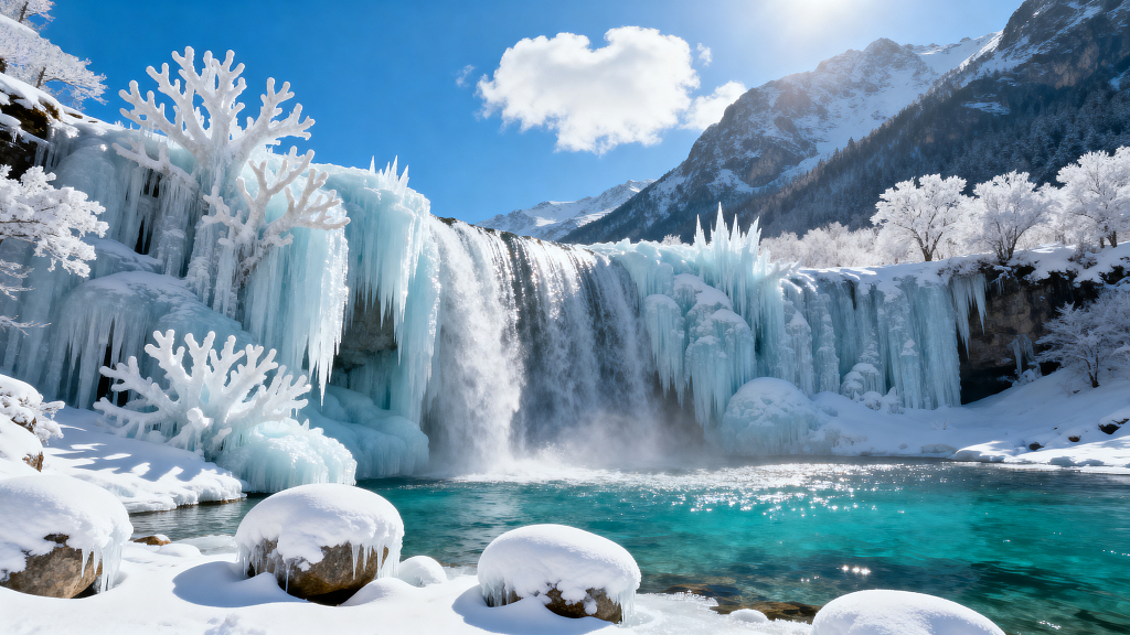 冬季自然风光风景冰花