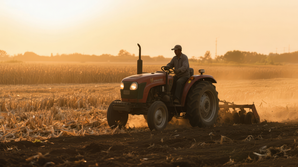 农业拖拉机耕地的奋斗希望背景