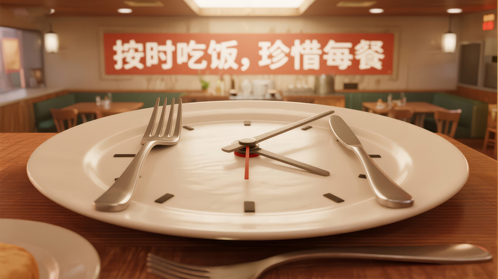 按时吃饭珍惜粮食的创意公益背景
