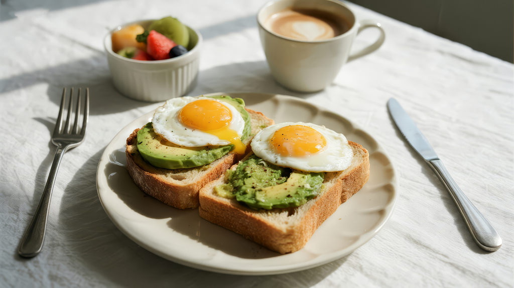 健康早餐牛油果吐司的治愈慢生活背景