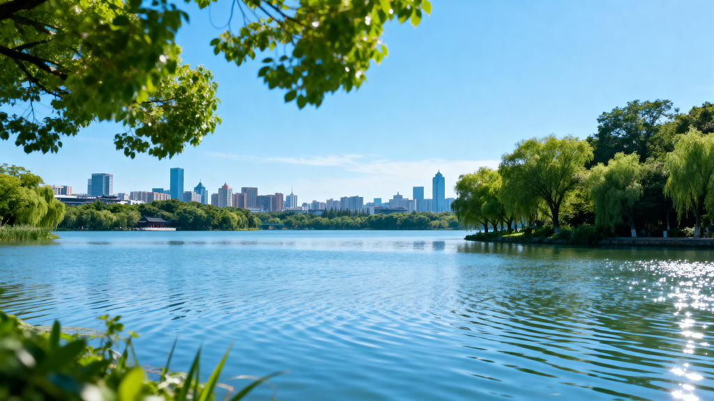 城市湖泊自然景观