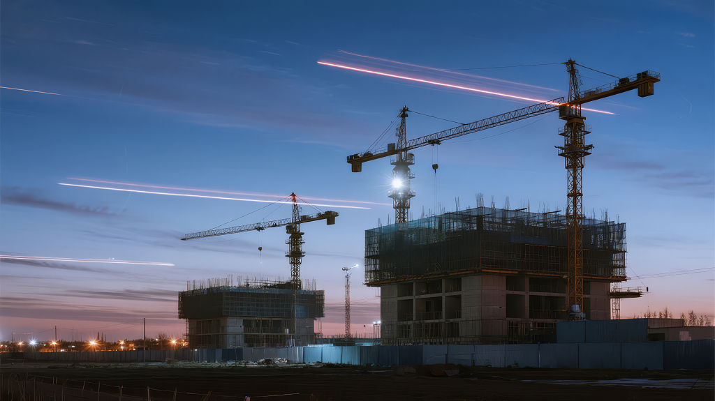 城市建设工地夜晚光绘延时摄影背景