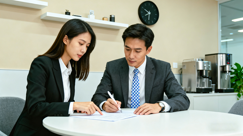 商务办公伙伴协同办公男女在办公室里共同专注于文件交流协作团队