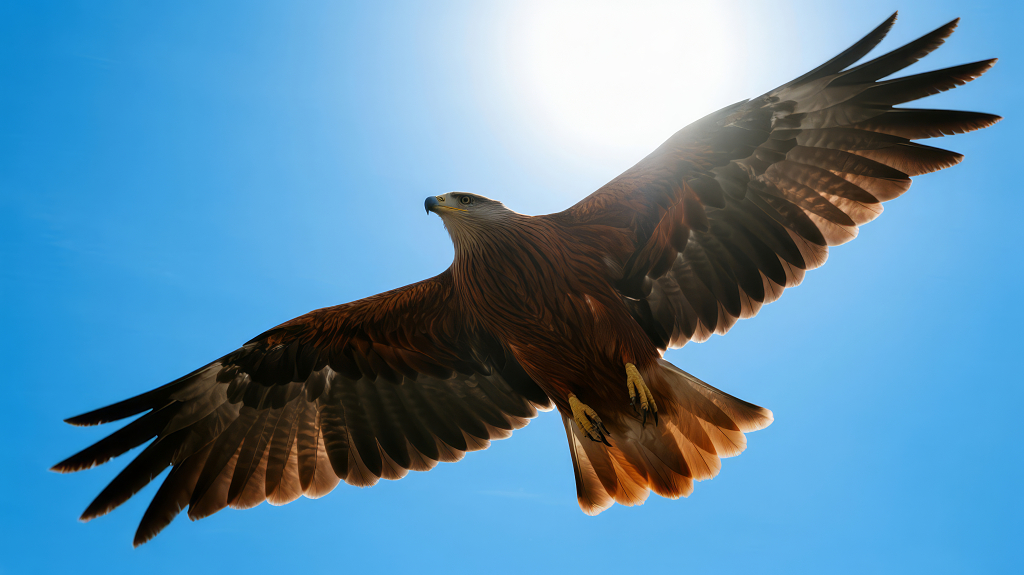 雄鹰展翅逆光飞翔励志成功背景图