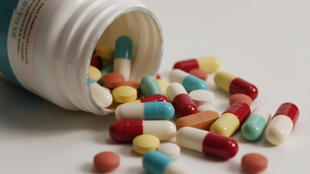 医疗健康药片胶囊特写概念静物图