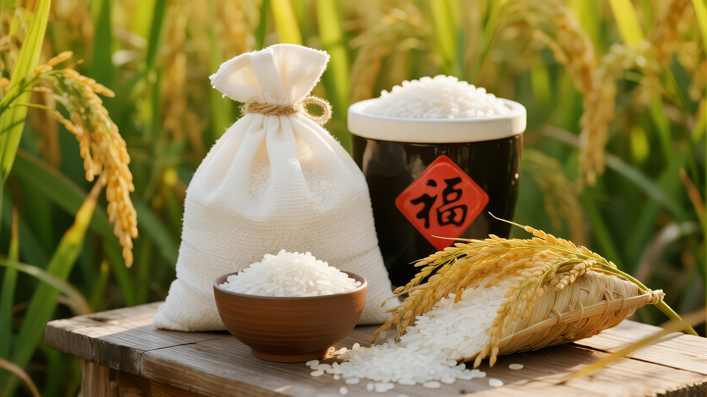 秋分稻田大米稻谷丰收农业背景图