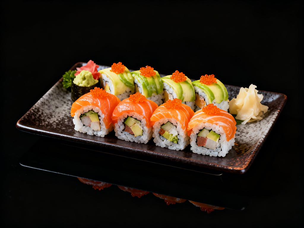 日式三文鱼鱼子酱寿司拼盘图片菜单设计