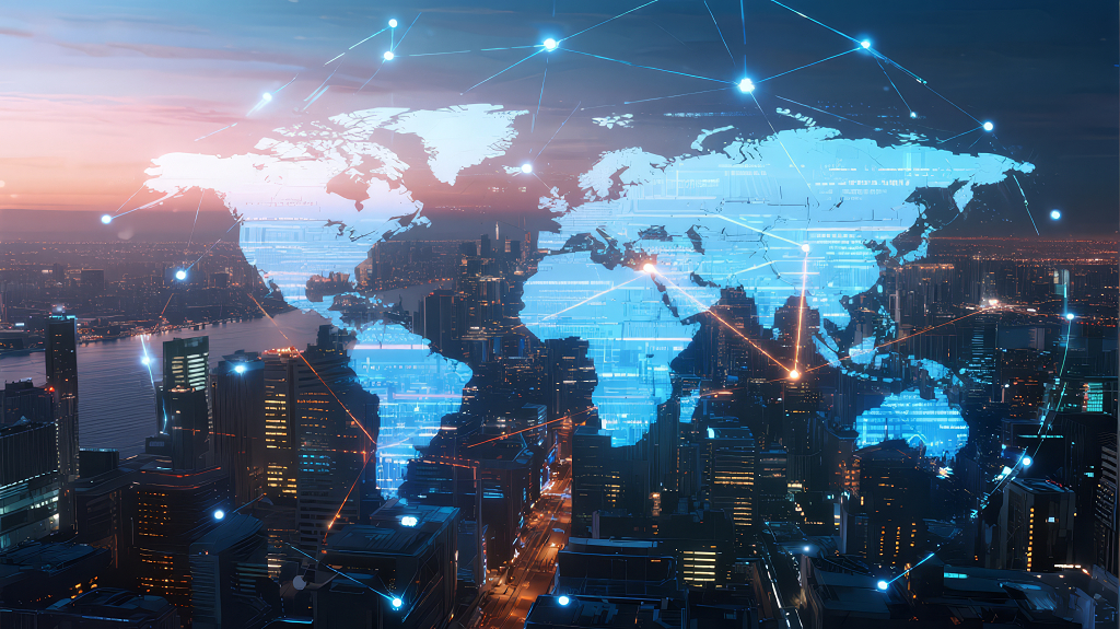 年会科技全球化城市网络概念背景图