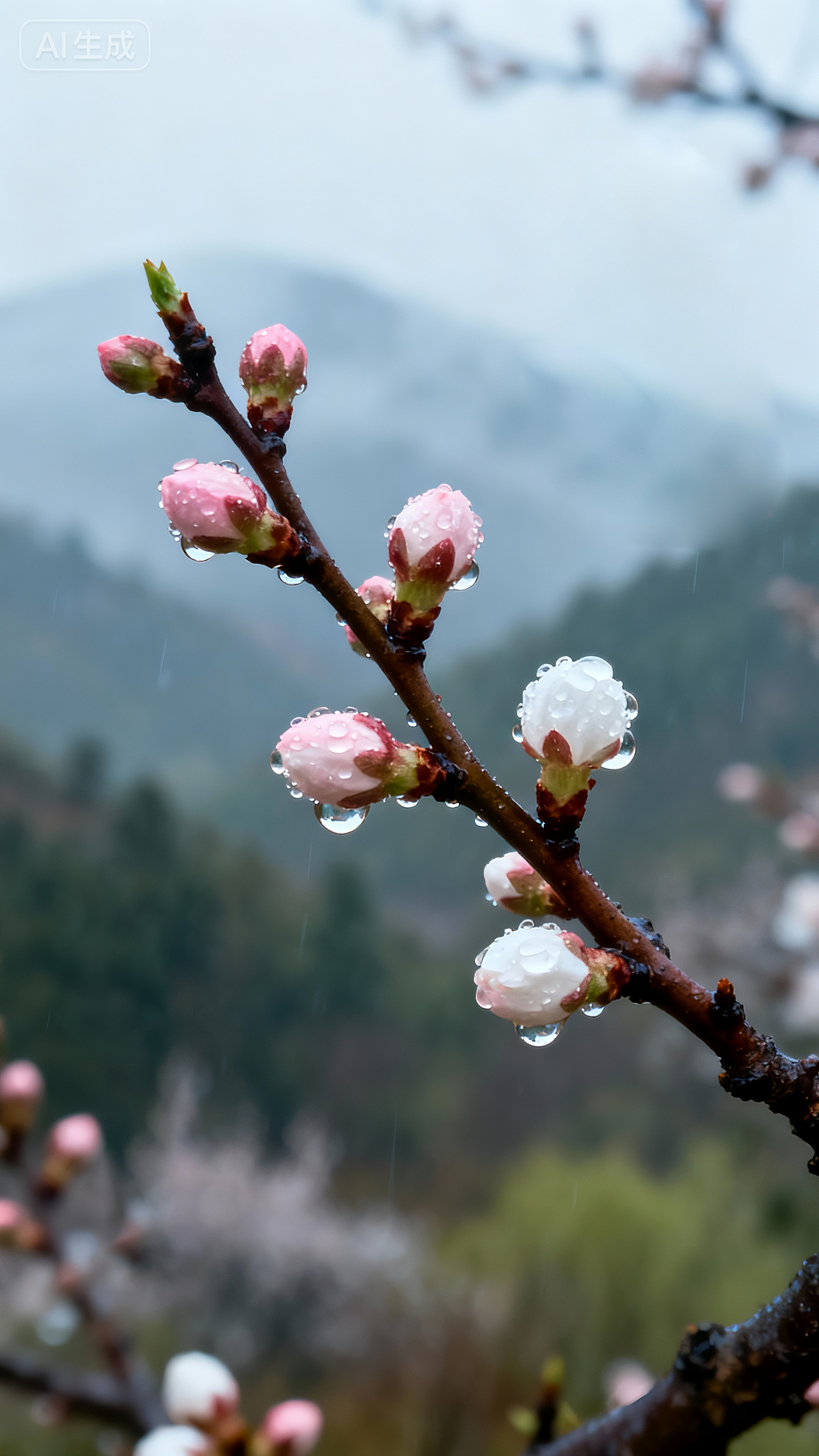 杏花微雨春暖花开自然风景二十四节气底图