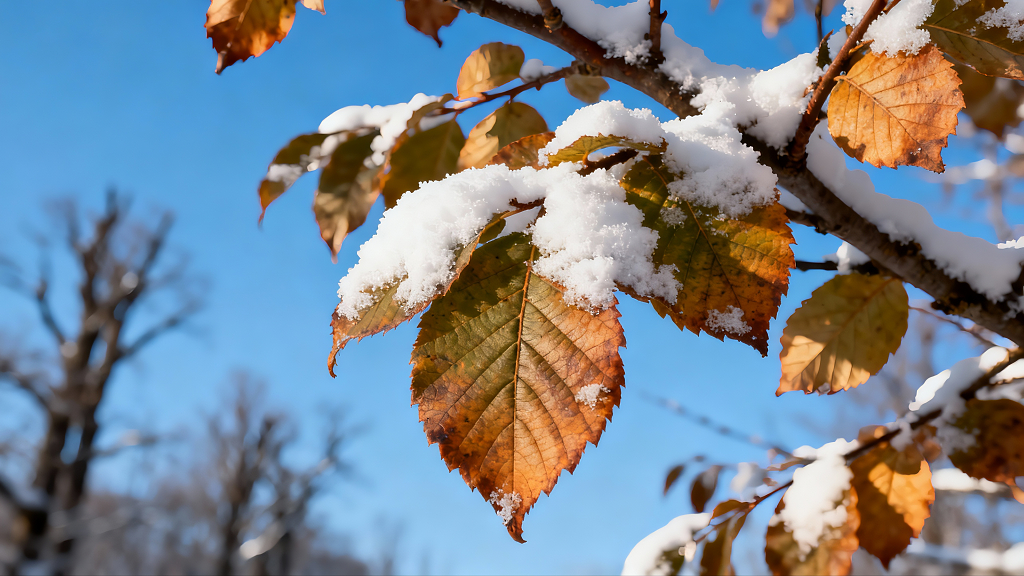 冬雪秋叶自然细节