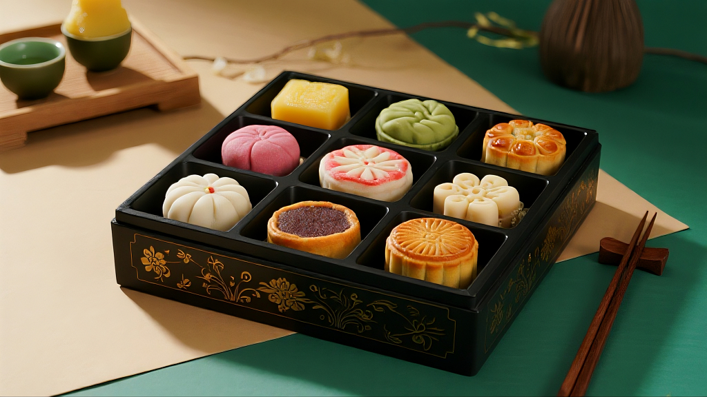 京式宫廷点心九宫格美食摄影图