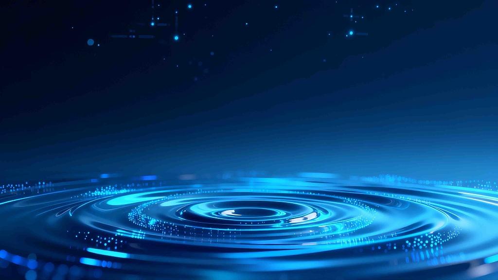 高端科技背景深蓝渐变水波纹粒子