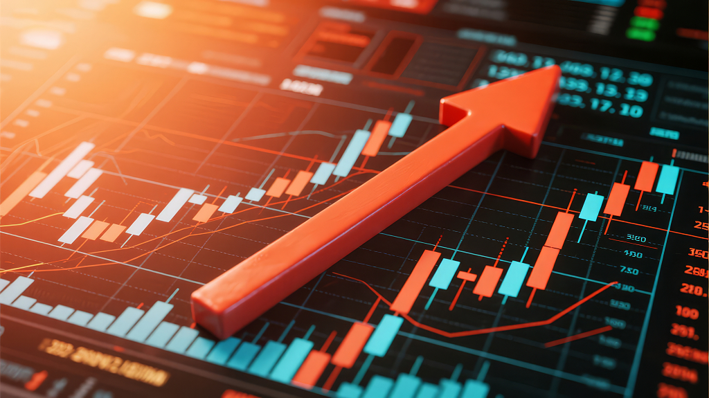 金融股市K线图箭头上涨增长背景