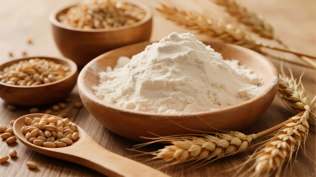 烘焙食材小麦面粉天然健康粮食背景