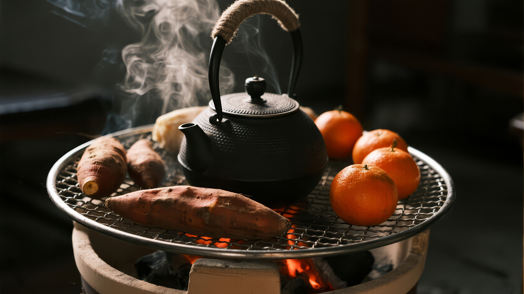 冬季围炉煮茶烤红薯温暖治愈生活