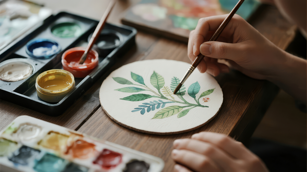 休闲爱好手绘水彩画的治愈慢生活