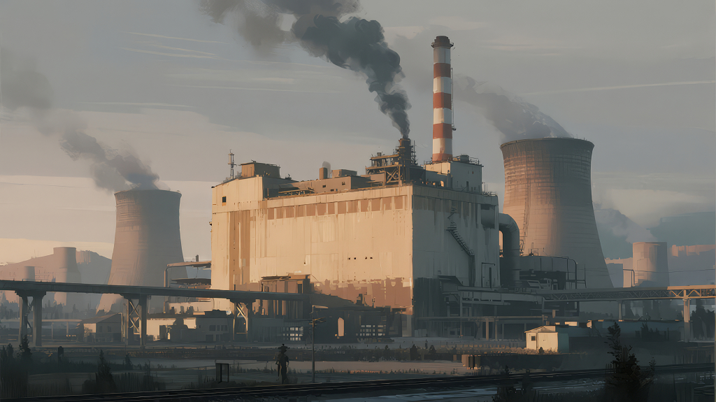工业区工厂污染环境概念插画背景