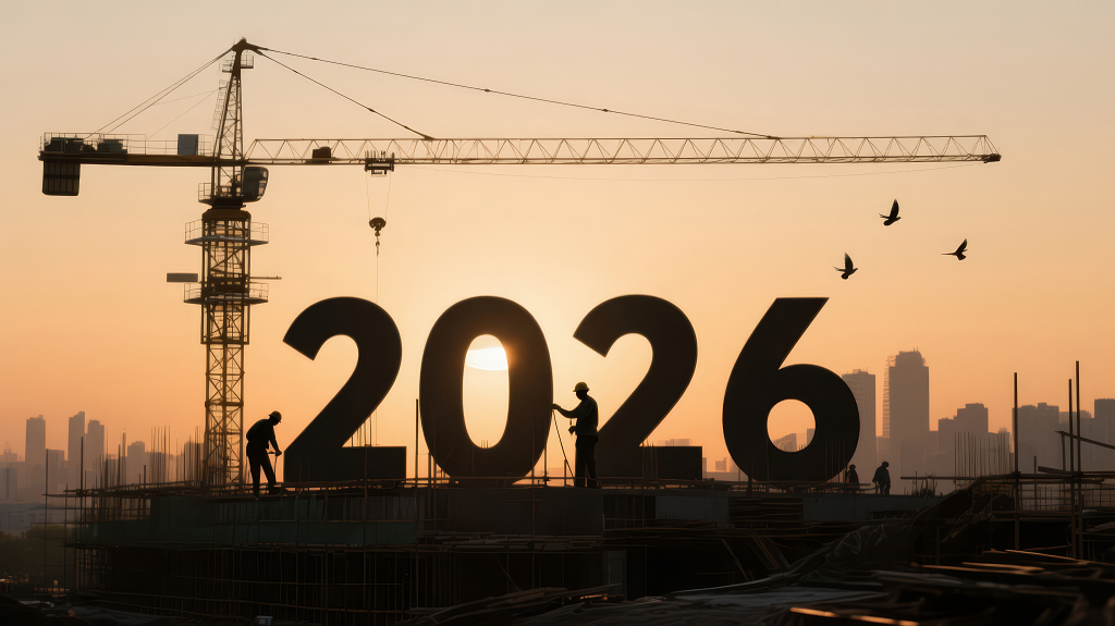 2026新年建设城市迎接未来励志背景