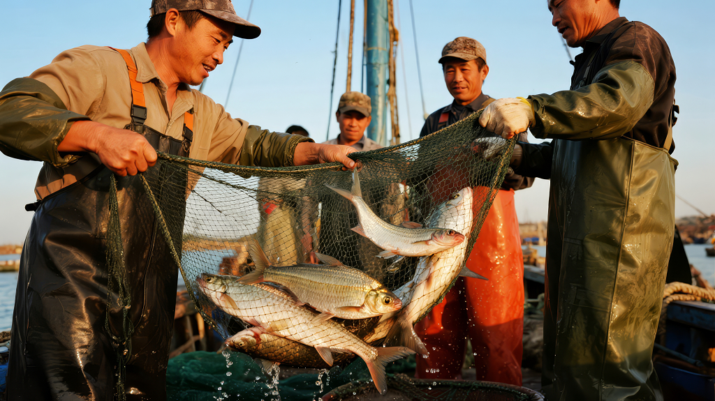 航拍海上渔排养殖壮阔丰收背景