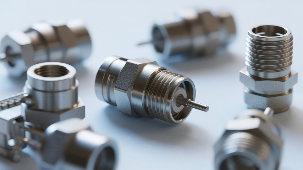 科技工业精密金属连接器特写背景图