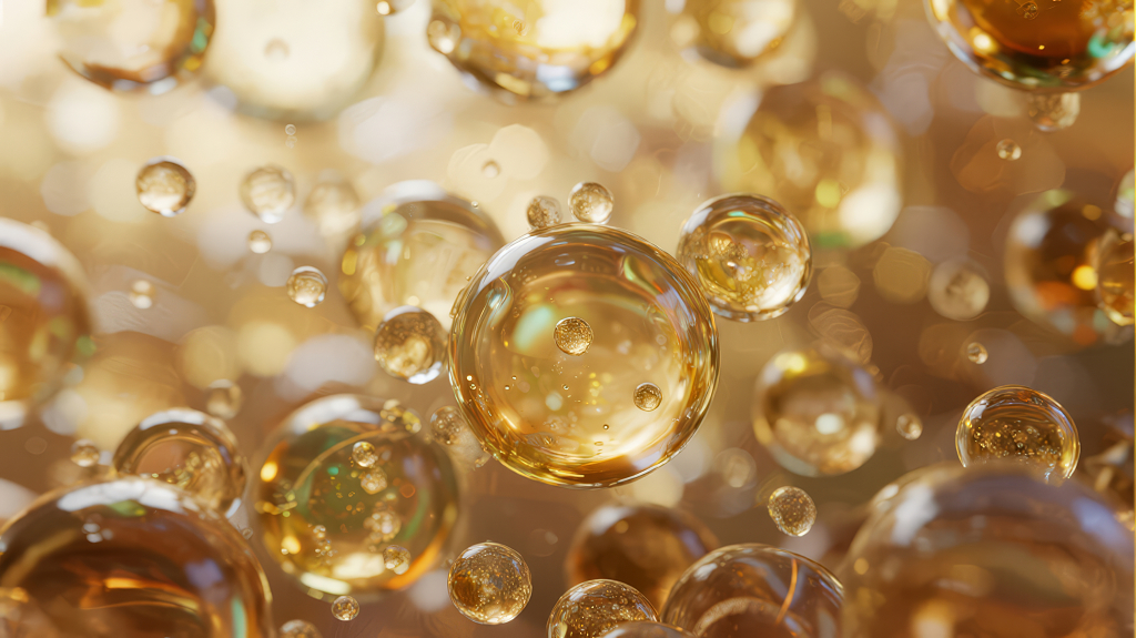 美容精华油滴悬浮奢华护肤抽象背景