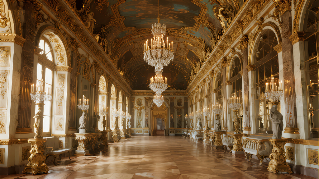 奢华欧式宫殿宴会厅辉煌复古背景图