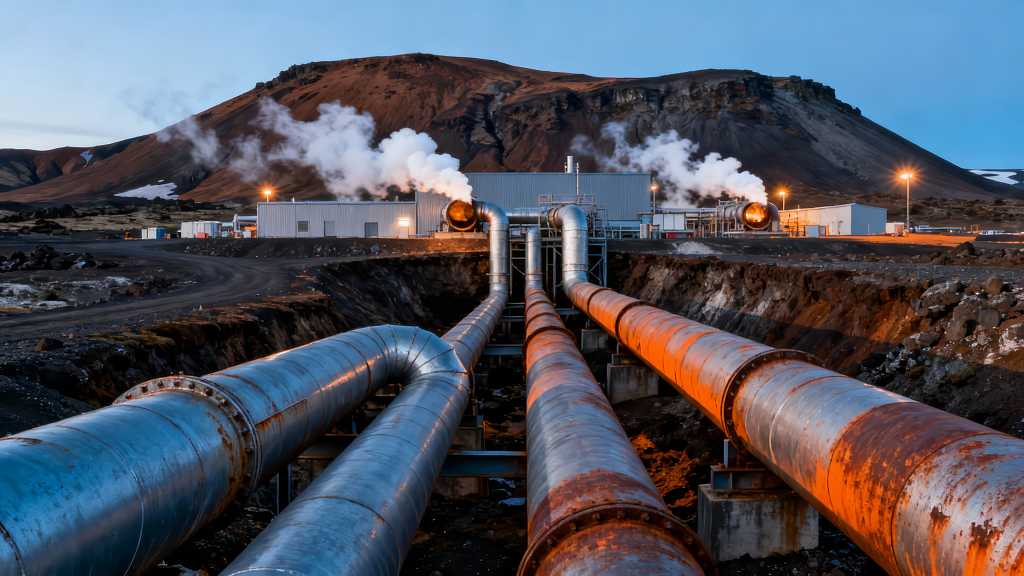 清洁能源地热发电厂工业管道背景
