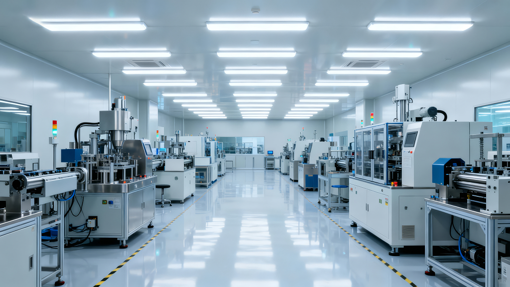 科技工厂无尘车间自动化生产线背景图