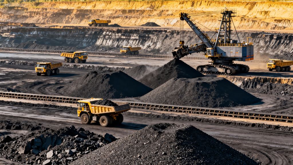 能源行业露天煤矿工业生产作业背景图