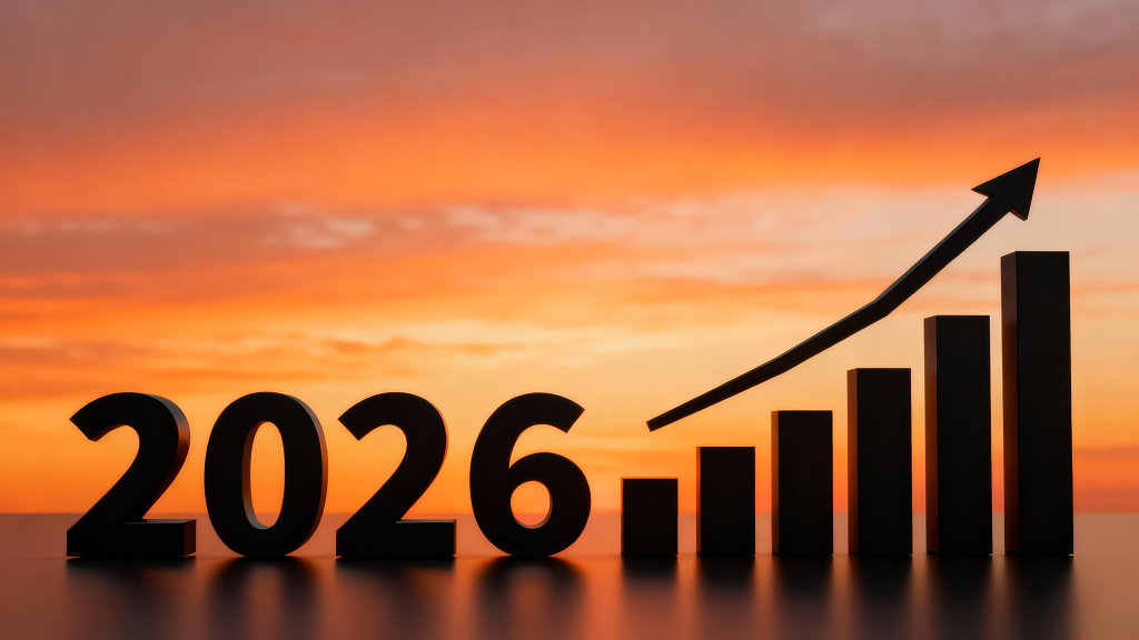 2026新年商业增长图表日出励志背景