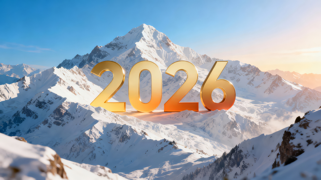 2026新年雪山之巅迎接挑战励志背景