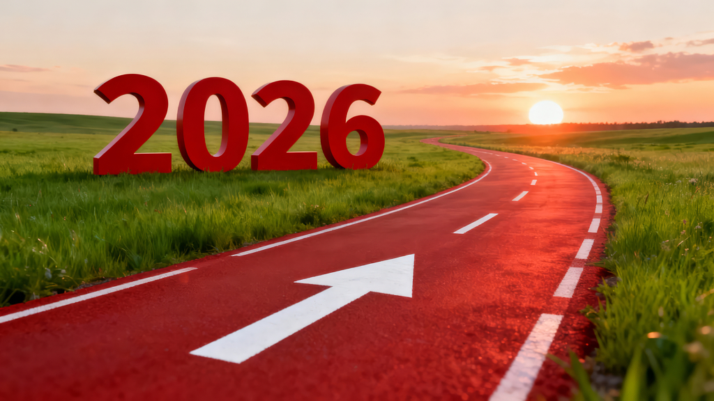 2026新年通往希望的红色跑道背景