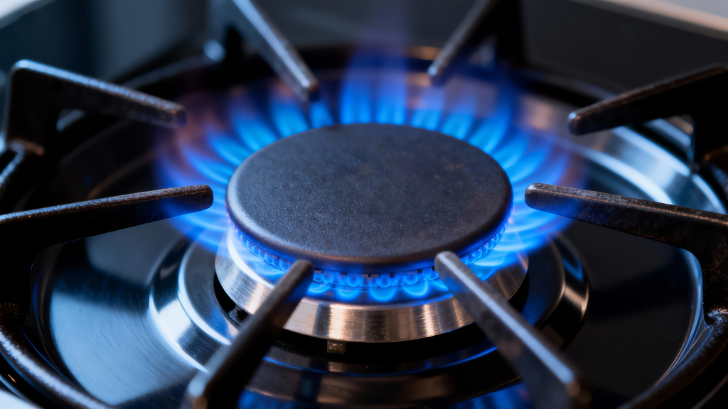 能源危机燃气灶蓝色火焰特写背景图