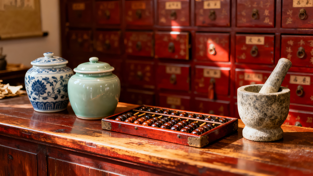 中医养生传统文化中药房复古怀旧场景