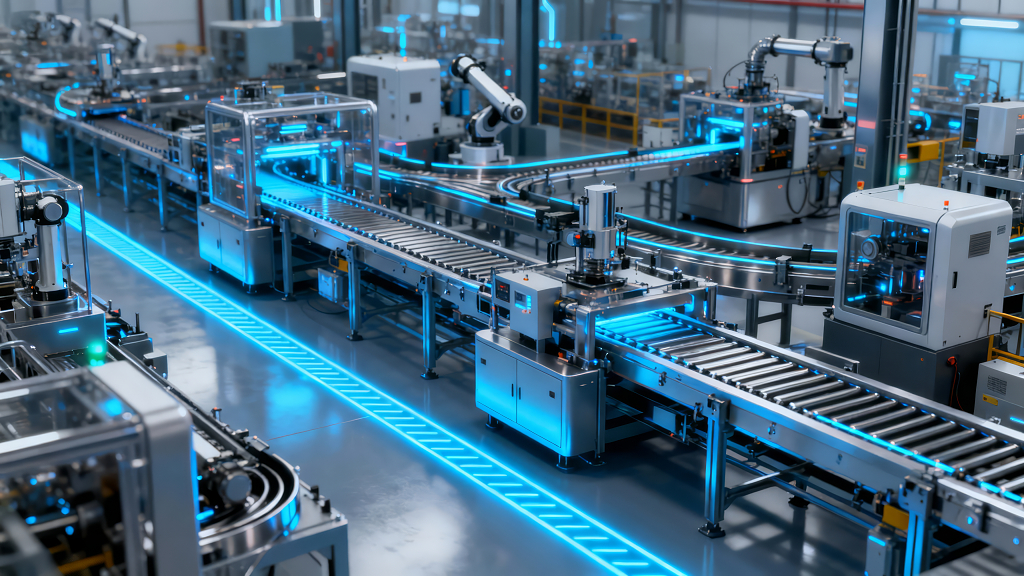 工业4.0智能工厂自动化生产线背景图