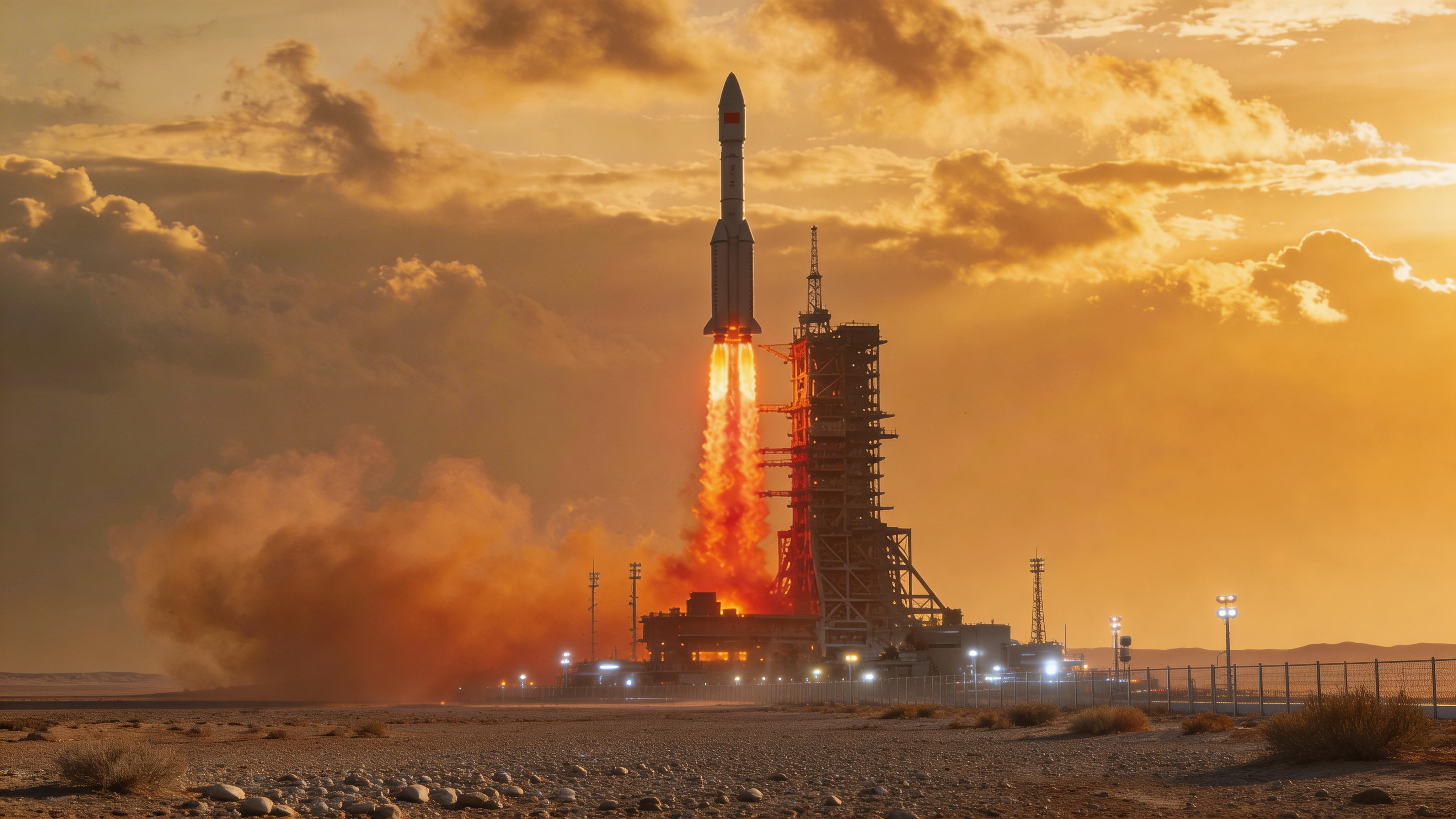 火箭发射场景航空航天恢弘大气