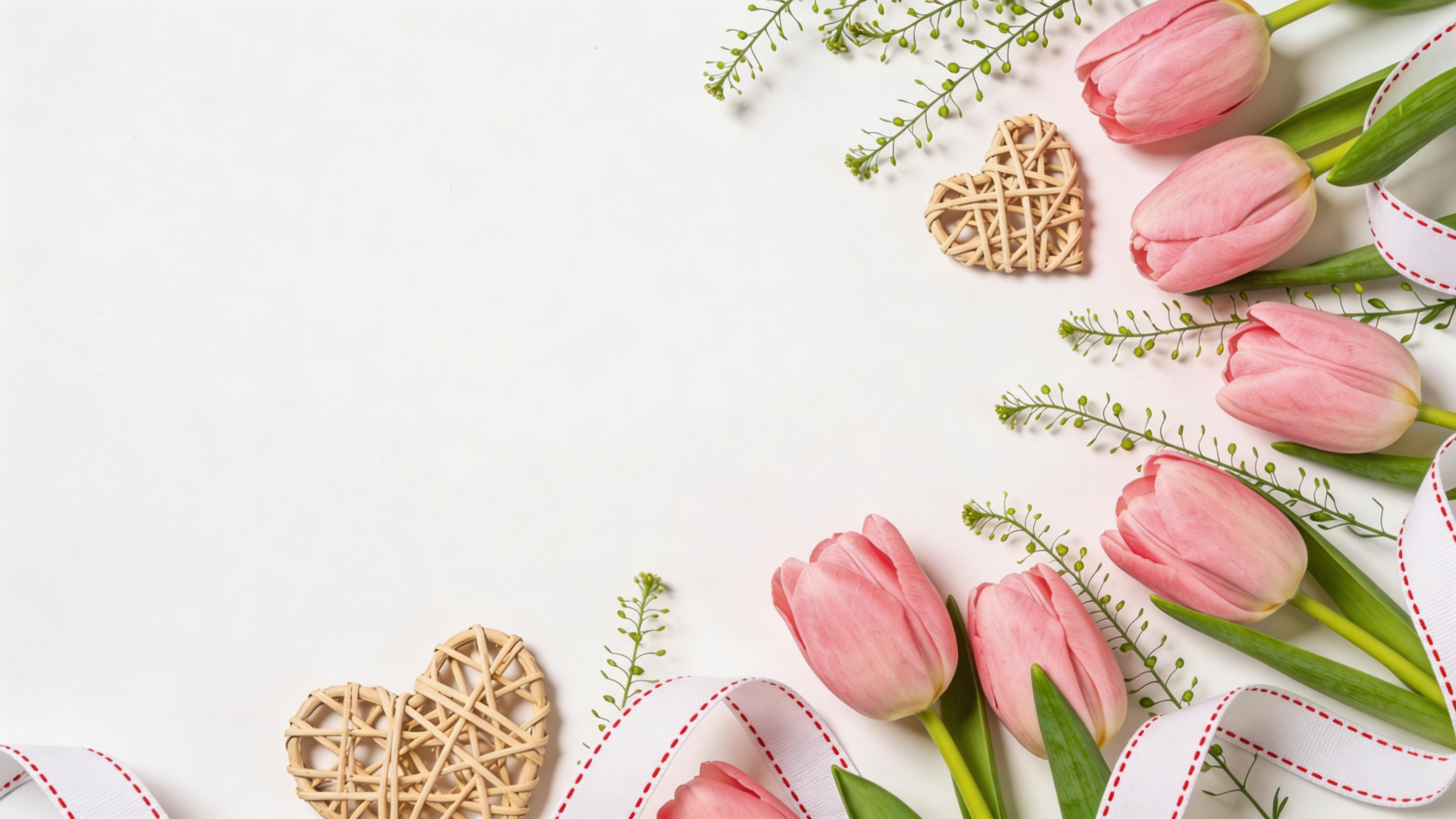 母亲节粉色郁金香海报背景图