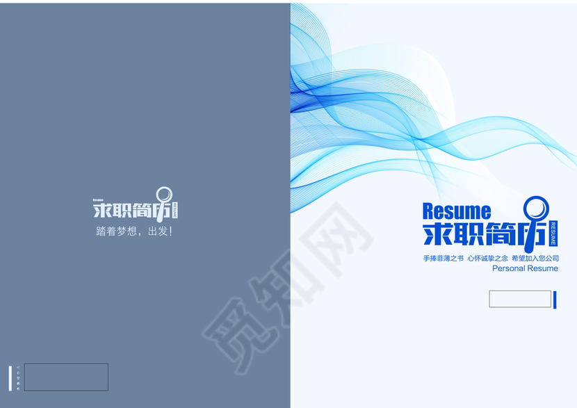 唯美蓝色梦幻线条精美求职简历模板