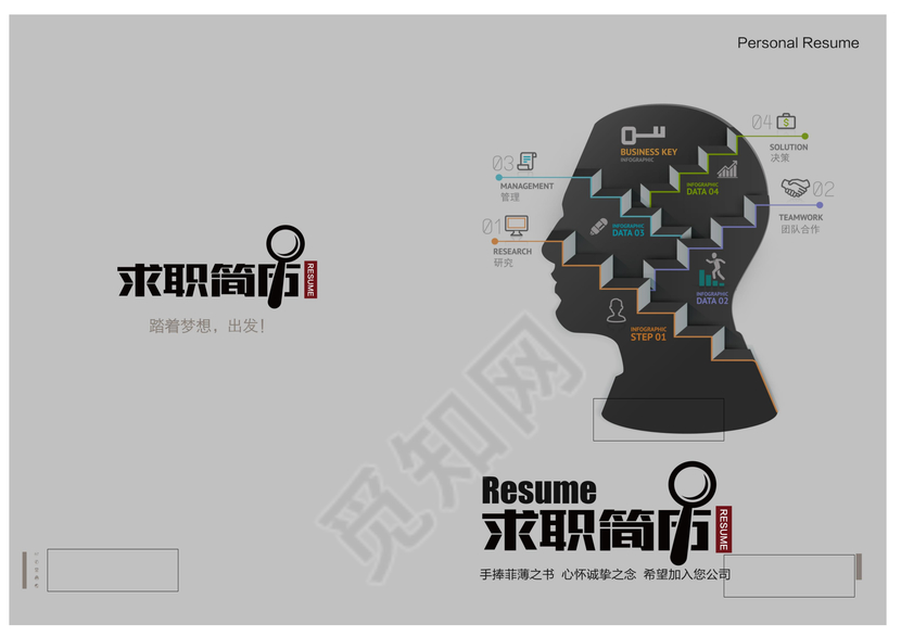 创意大脑出彩业绩简历封面word格式下载