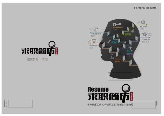 创意大脑出彩业绩简历封面word格式下载