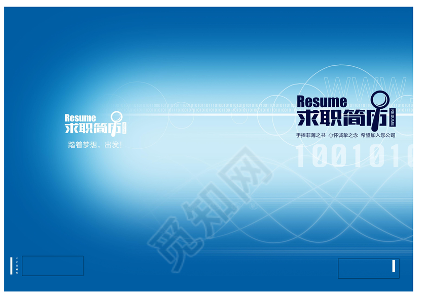 虚拟空间动感线条毕业生求职简历