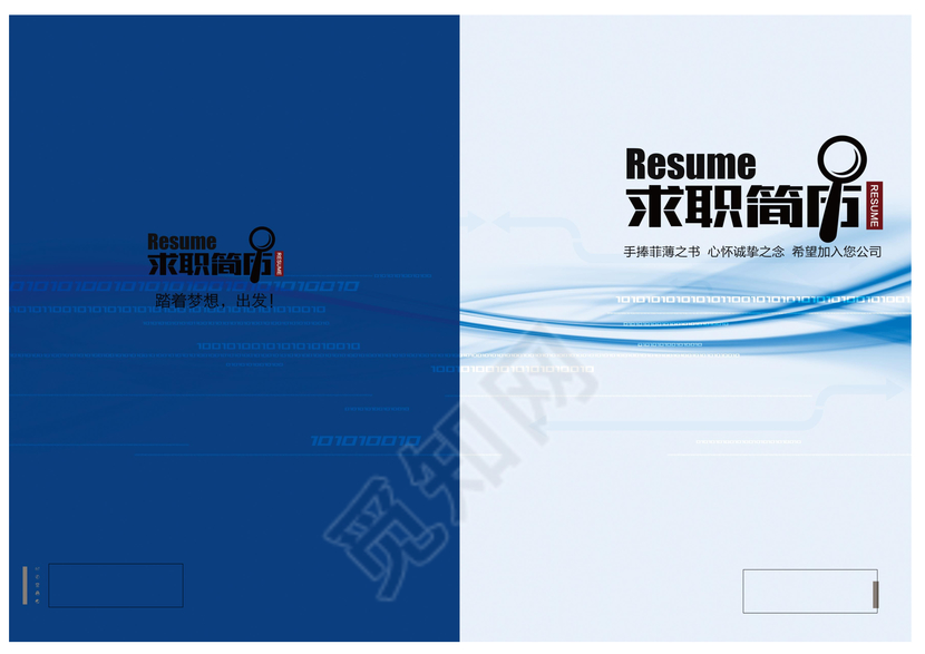 蓝色简洁个性线条简历模板图片下载word
