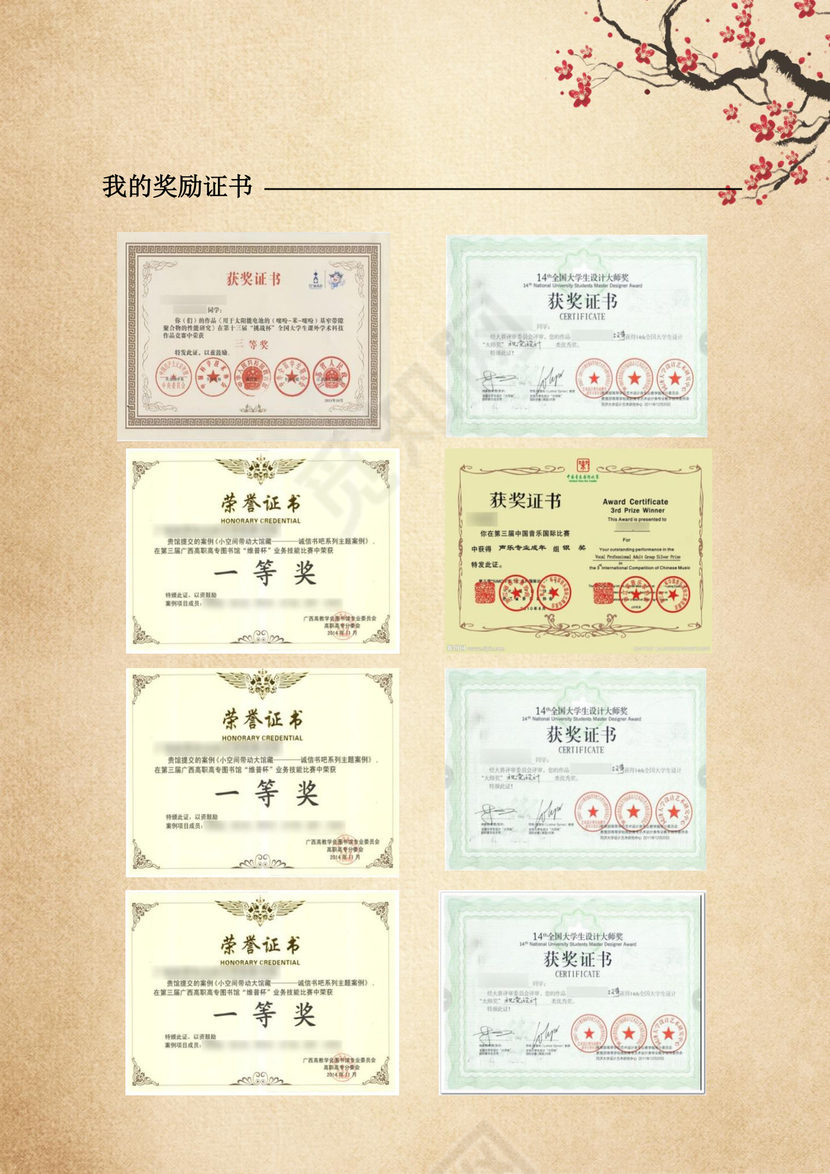 中国风水墨小升初Word简历模版