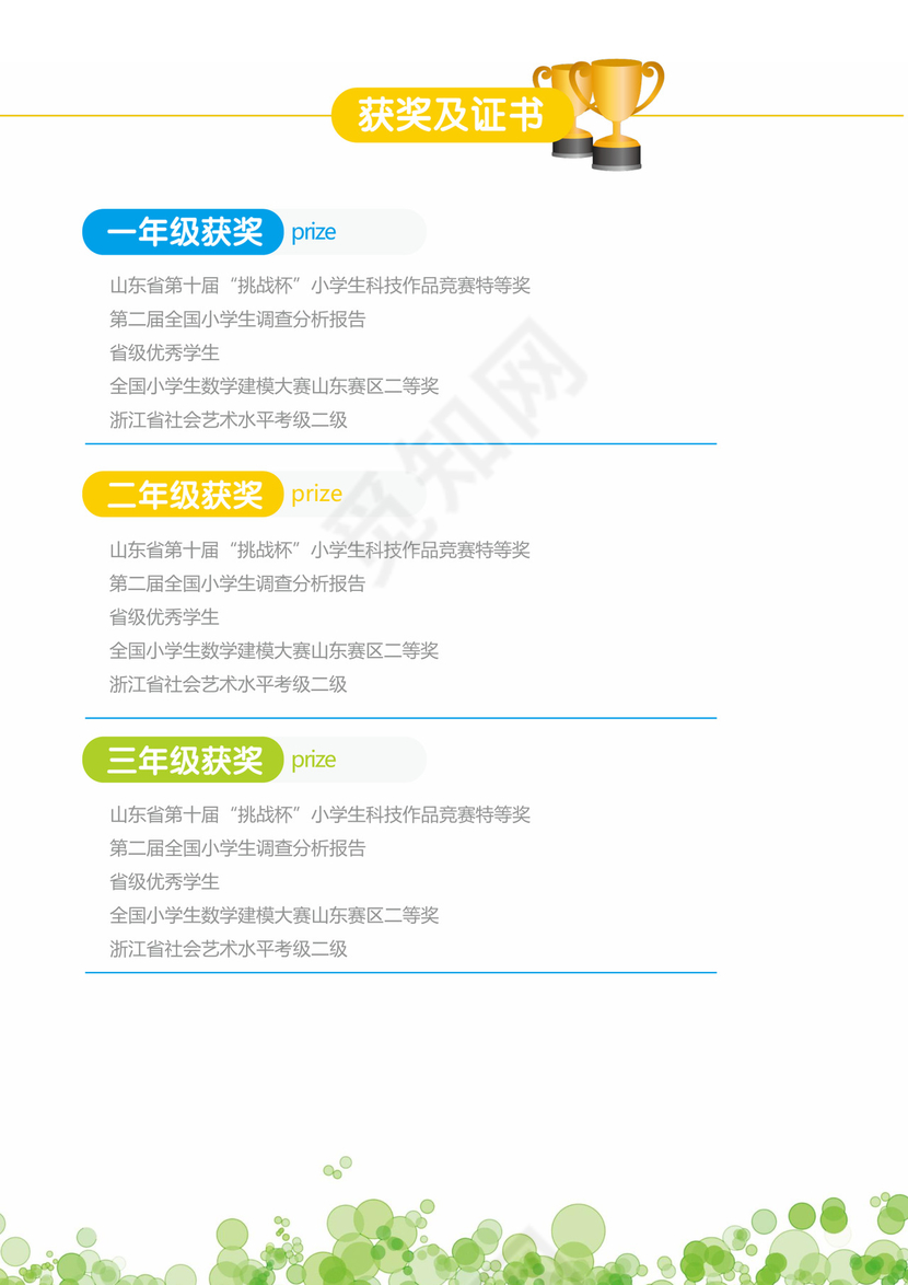 小升初简历小学生个人简历幼升小简历
