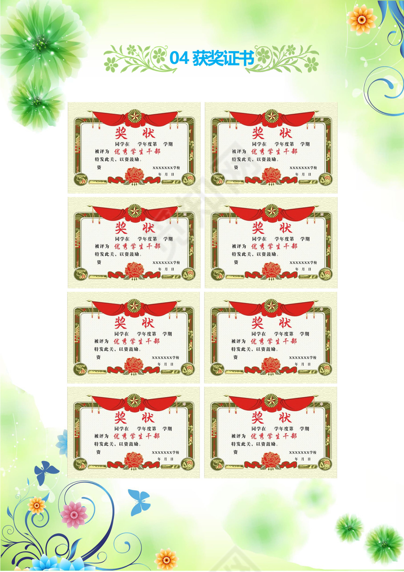 绿色清新WORD小升初自排简历