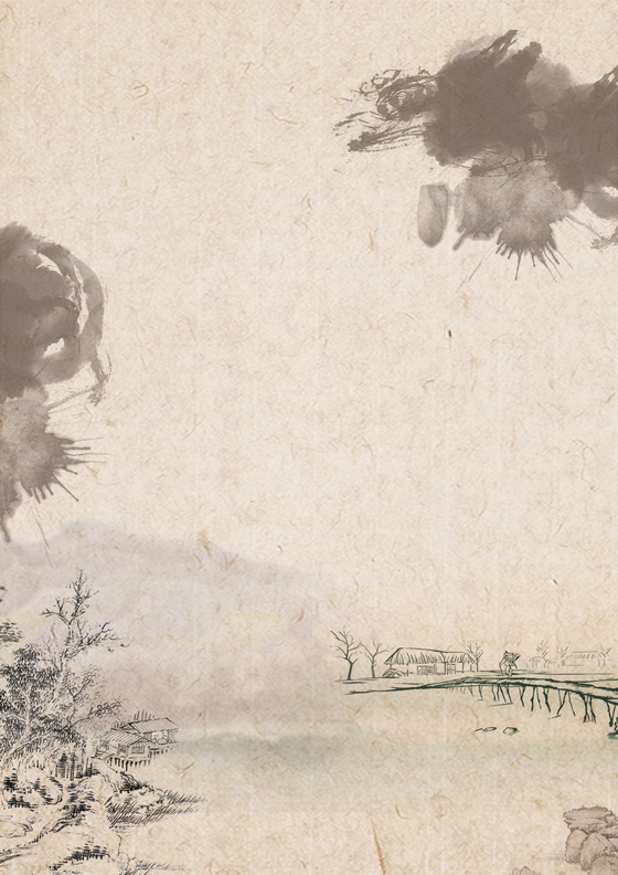 山水风word信纸模板背景